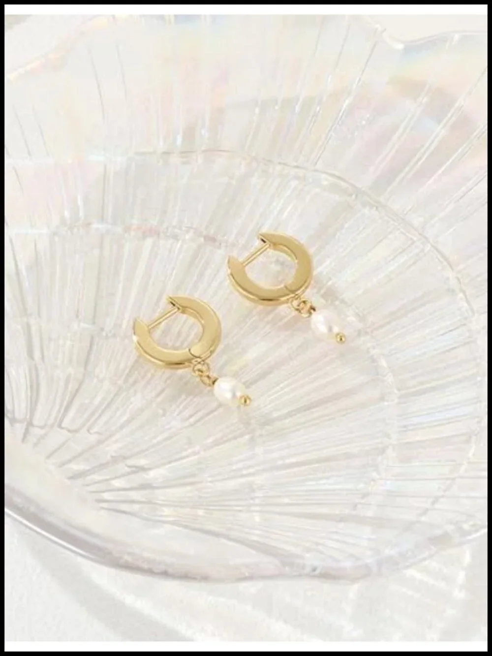 14K Gold Plated Huggie Hoop Earrings with Pearl Drop, Hypoallergenic Dangle